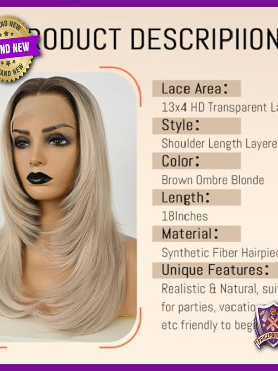 Shoulder Length Layered Wave Wig with Pre-Plucked Hairline, Adjustable Fit main image 5